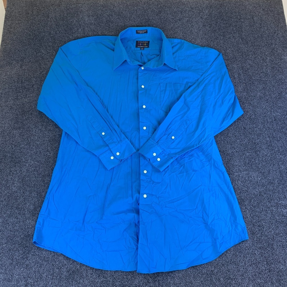 Alexander Julian Colours Dress Shirt Mens 2XLT 18-18.5 35/36 Blue Button Up